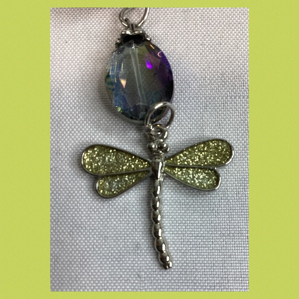 Silver and Gold Dragonfly Pendant Necklace